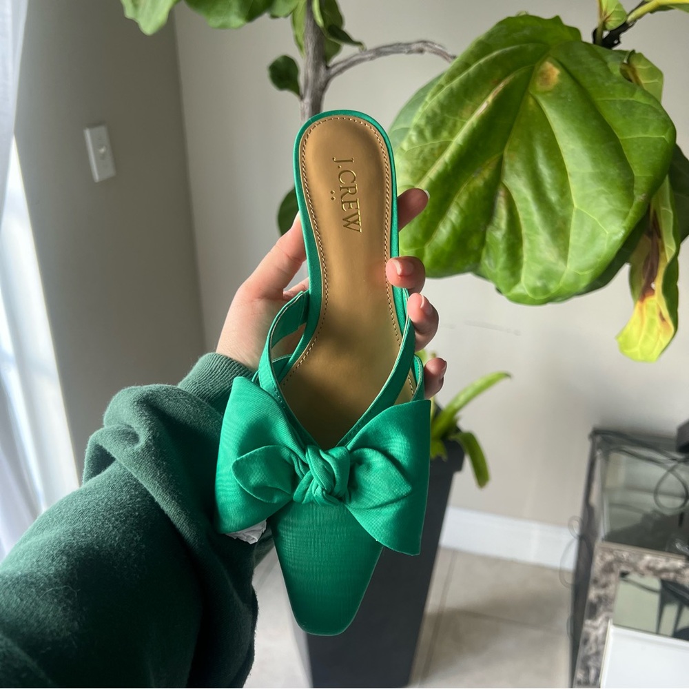 J. Crew Emerald Green Bow Mules